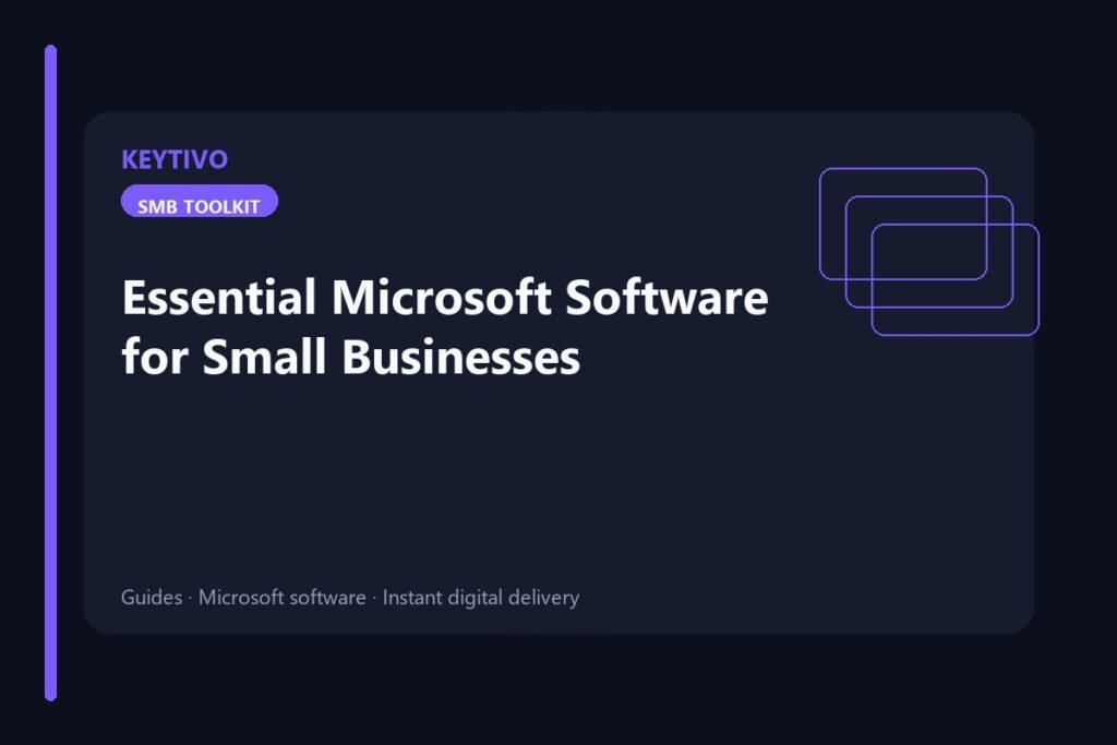 KEYTIVO guide cover: Essential Microsoft Software for Small Businesses in 2026