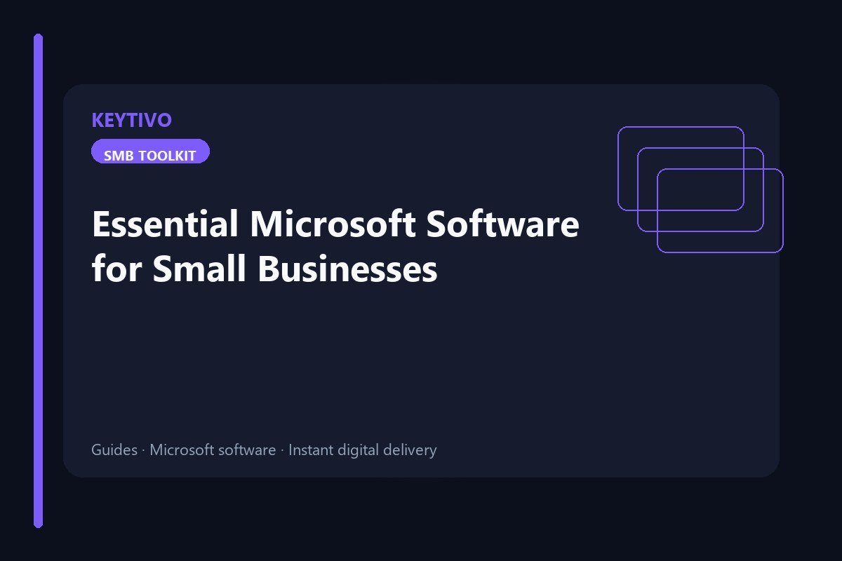 KEYTIVO guide cover: Essential Microsoft Software for Small Businesses in 2026