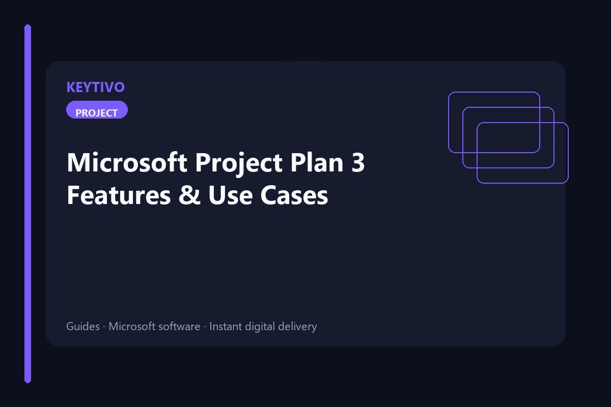 KEYTIVO guide cover: Microsoft Project Plan 3 features and use cases