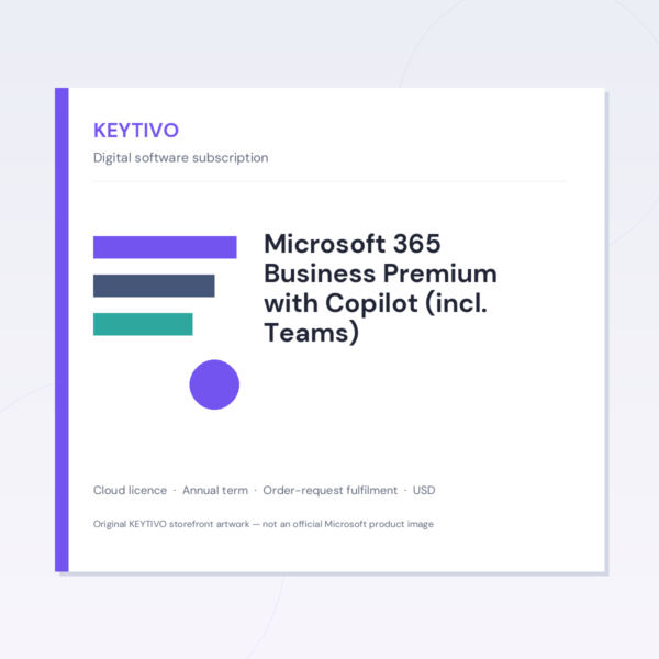 Microsoft 365 Business Premium with Copilot (incl. Teams) — KEYTIVO storefront artwork